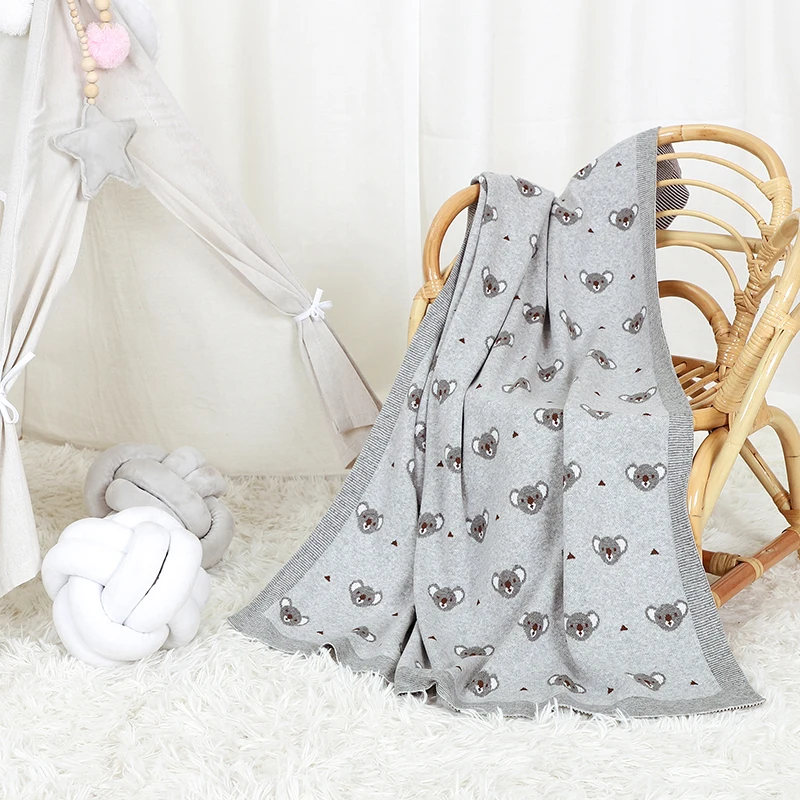 Baby Blankets Cute Cartoon Koala Infant Kids Sofa Plaid Bedding Quilt Cotton Knit Newborn Girl Boy Stroller Soft Swaddle Wrapper 5