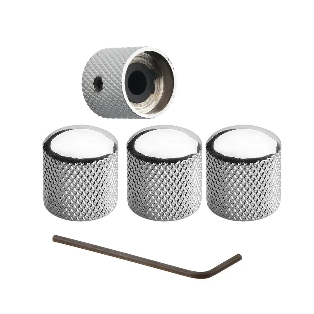 

4 Pcs Metal Electric Guitar Volume Knob Electric Bass Timbre Knob Potentiometer Cap with Holes Electric Guitar Fittings ZP233101