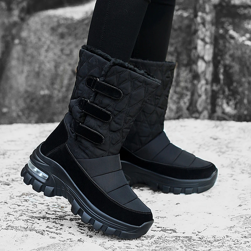 Botas de nieve impermeables para Mujer, zapatos de plataforma piel gruesa, hasta el muslo, Invierno|Botas de nieve| - AliExpress