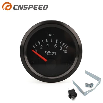 

12V 2“ 52mm VDO Vision Oil Pressure Clock Car Bus Black Face Dial 0-10Bar 12 Volt YC101723