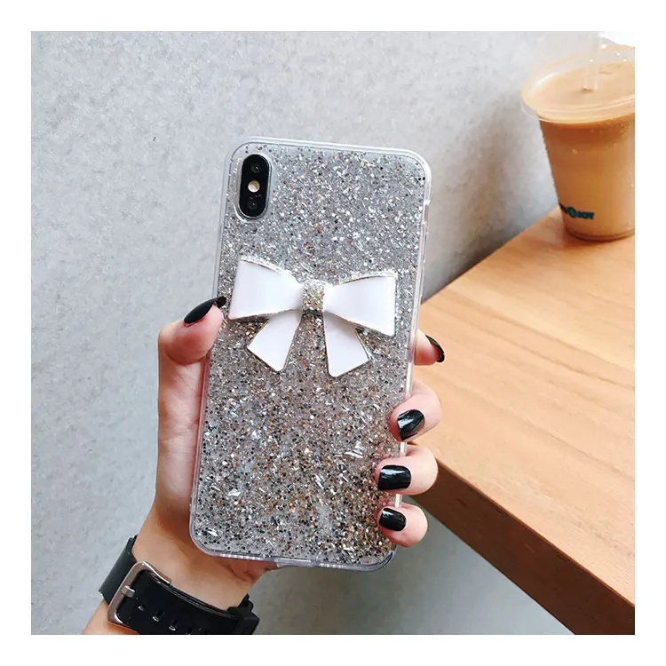 For iPhone 11 Pro Max X XS i8 Ins Fashion 3D Shinny Bow Protective Case For iPhone 11 7 8 Plus 6 6s Coque