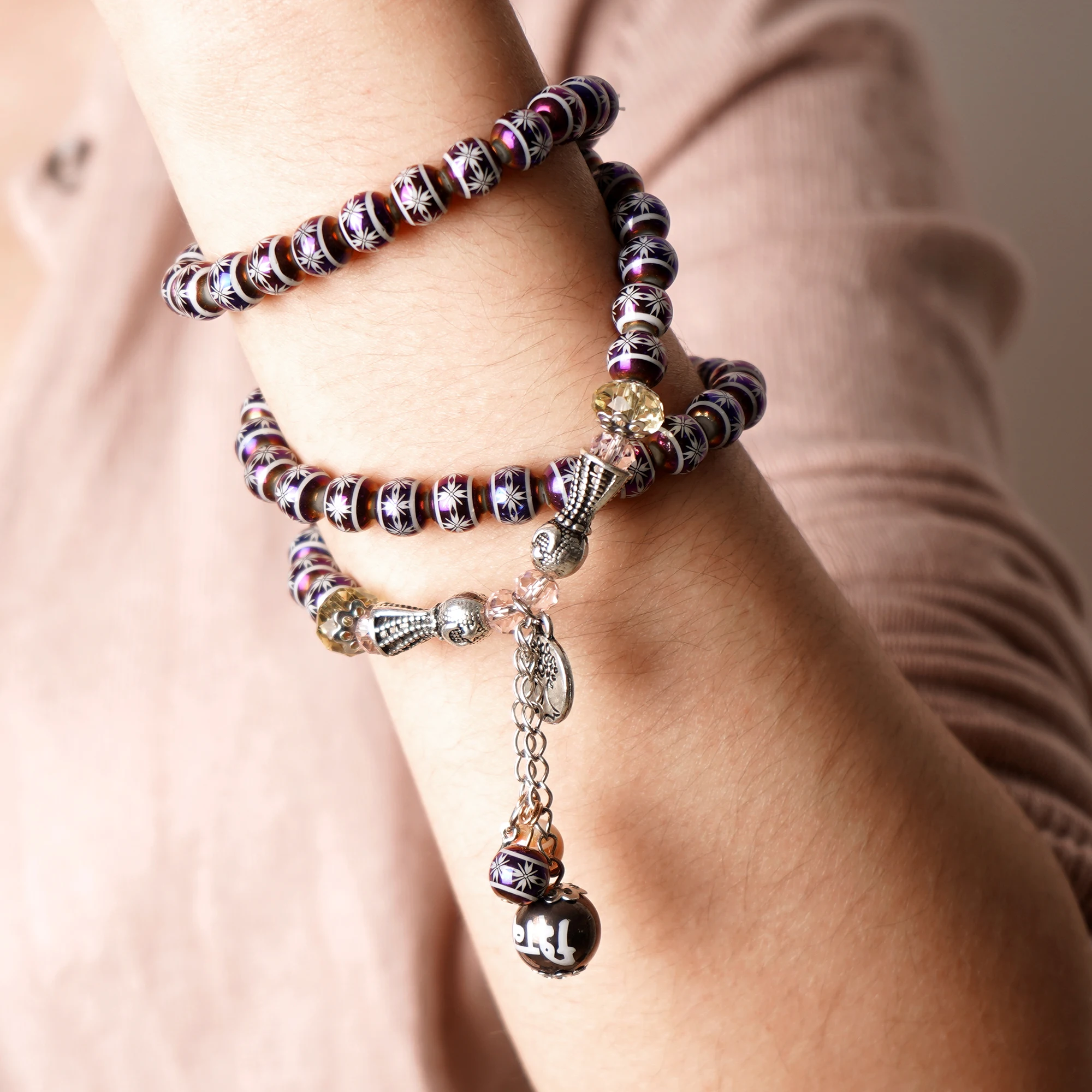 20pcs Round Porcelain Beads With High Quality Cruciate Flower Patterned Beads For DIY Making Bracelet Necklace Jewelry