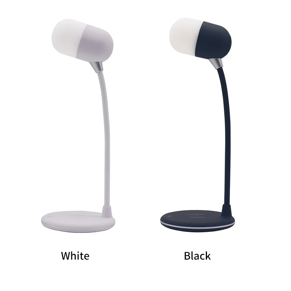 3 In 1 Led Portable USB Powered Dimmer Music Touch Control Bluetooth Speaker Gooseneck Table Lamp Adjustable Wireless Charging