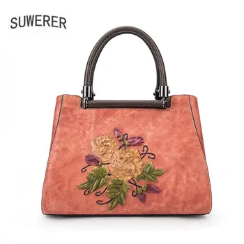 

SUWERER New Women Genuine Leather Bags Women famous brand cowhide leather shoulder bag women luxury handbags women bags