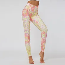 Gymkm йога печати спортивные женские брюки высокая эластичность тренировки брюки дышащий Бег Фитнес тренажерный зал сексуальные пот брюки одежда