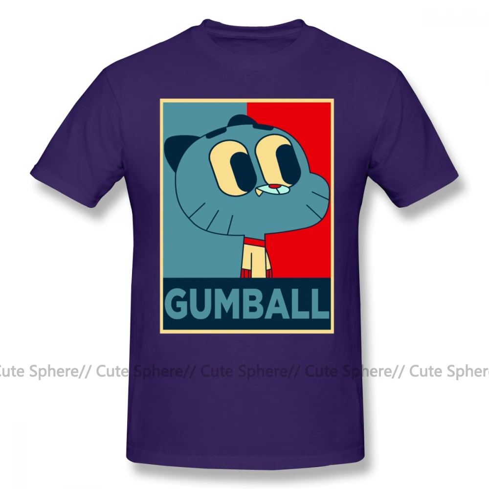 Gumball удивительный мир футболка удивительный мир Gumball 15 футболка с гамболом печатная мужская пляжная хлопковая Футболка 6xl - Цвет: Purple