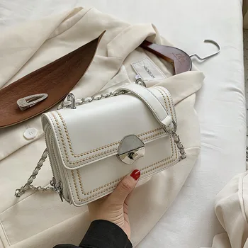 

Popular Small Bags Women's Bags2020 New Trendy Fashion Chain Women's Single Shoulder Arm Small Square Bag Textured Messenger Bag