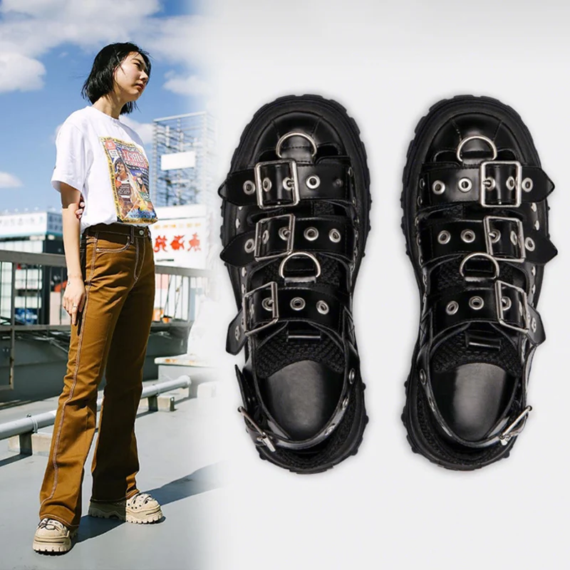 QWEDF/ г. Летние женские сандалии женская обувь на платформе ins/популярная обувь из губчатой ткани обувь для трекинга с заклепками Baotou обувь на плоской подошве, G3-100