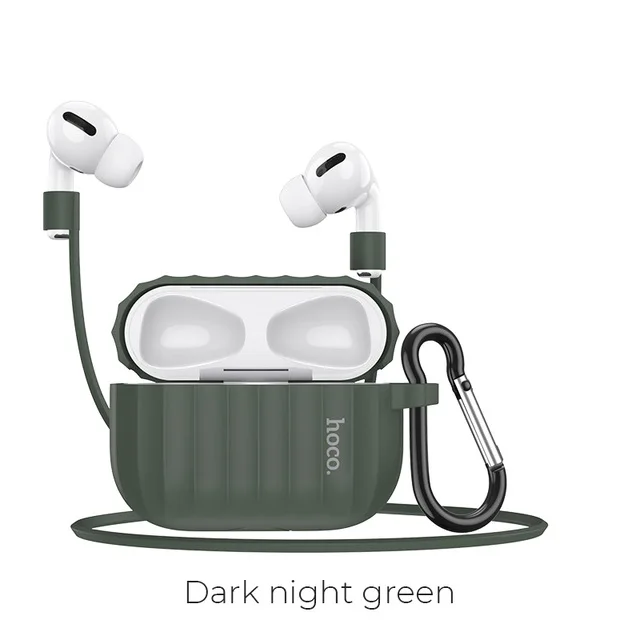 Military Green Чехол для наушников HOCO для Airpods Pro, мягкий силиконовый защитный чехол с ремешком против потери, крючок для Airopods Pro, 3 коробки, аксессуары - Цвет: Military Green