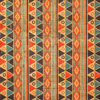 

Colourful geometrical shapes pattern Portuguese Cork Fabric, cork tissue, cork sheet, natural material COF-249