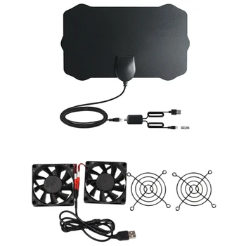

1Pcs 960 Mile Range Antenna Tv Digital Hd 1080P 4K Digital & 2Pcs Cooling Fan Heat Radiator Usb Power Ultra Silent