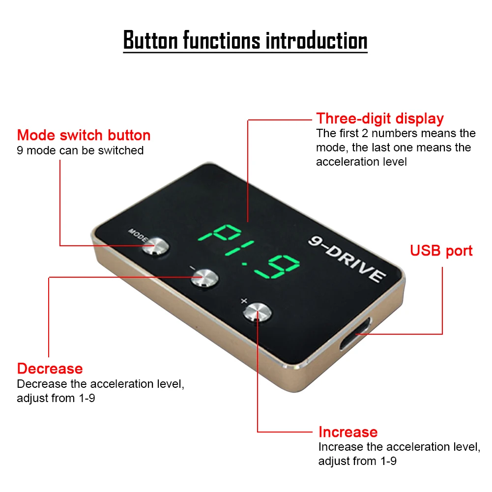 9 Drive Auto Elektronische Gasklep Controller Pedaal Gaspedaal Voor Ford Land Rover Volvo Voor Mazda 3 5 Etc.