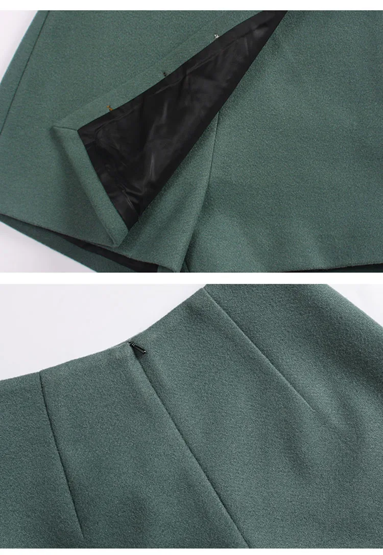 Зимние шорты для женщин уличная Шерстяная Юбка-шорты на молнии с закрытыми пуговицами Асимметричные черные Зеленые Короткие штаны женские брюки с высокой талией