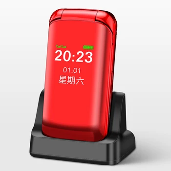 

Free Dock Charge Flip Mobile Phone for Senior Dual Display Camera Large Keyboard Easy Working One Key Torch Super Light Dual Sim