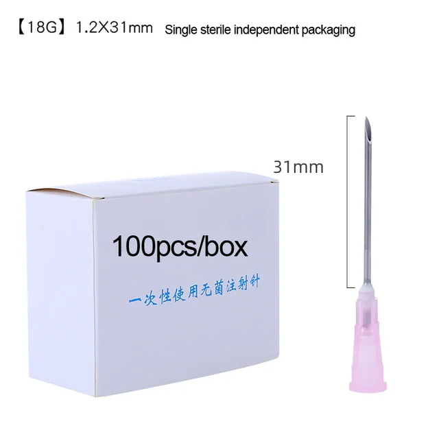 100pcs Painless small needle painless beauty ultrafine 32G 30G 26G 23G 18G 16G syringes Korean Needles Eyelid Tools Silver