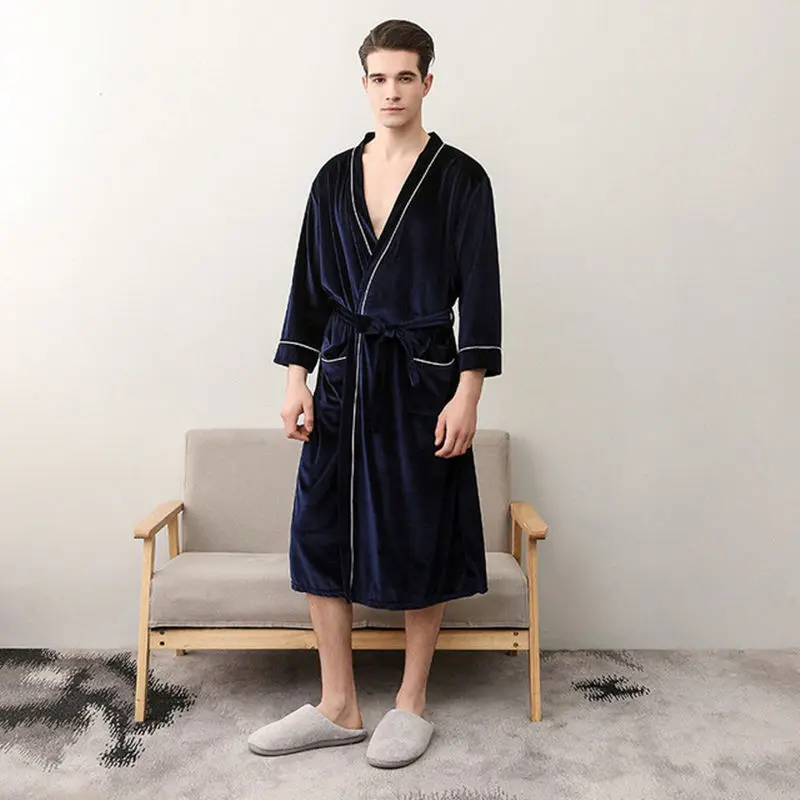 Autumn Sexy Nightgown Female Long Section Gold Velvet Cardigan Couple Bathrobe Men's Court V-neck Pajamas Homewear Dressing Gown Autumn Sexy Nightgown Female Long Section Gold Velvet Cardigan Couple Bathrobe Men's Court V-neck Pajamas Homewear Dressing Gown
