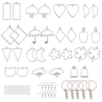 

1 Set DIY Making, with Rack Plating Alloy Open Back Bezel Pendants