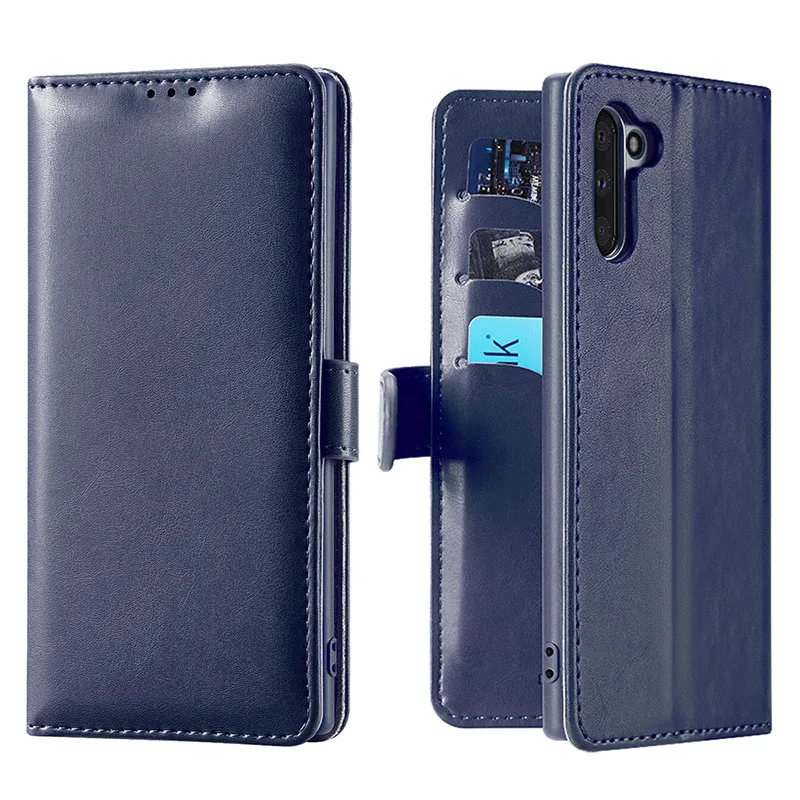 Чехол-книжка с бумажником для samsung S10+ Note 10+ Plus, Мягкий защитный чехол с подставкой и отделением для карт, чехол для смартфона - Цвет: Blue For Note 10