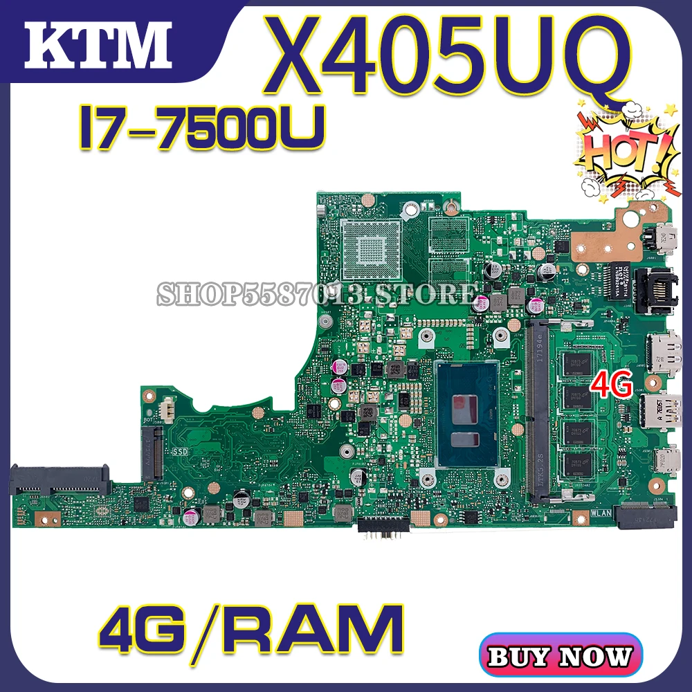 

S4000U for ASUS ZenBook X405U S4100UQ X405UQ X405UF X405UR X405UQR laptop motherboard mainboard test OK I7-7500U cpu 4G RAM