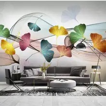 WDBH пользовательские фотообои 3d обои современный минималистичный нарисованный вручную листок гинкго абстрактные 3d Настенные обои для гостиной