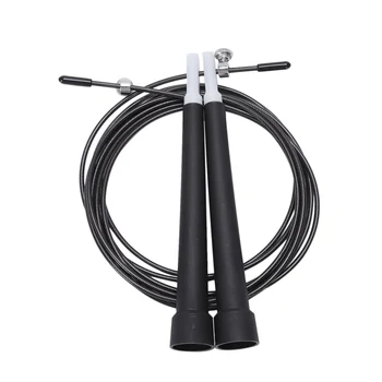 

Super sell-Adjustable Jump Rope Skipping Rope Wire Sport Jump Rope Gym Fitness Equipment Exercise—Black