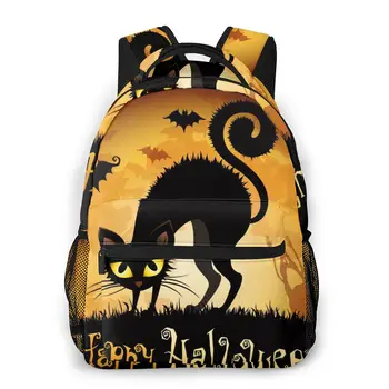 

2020 OLN Travel Backpacks Black Cat On Moon Halloween Illustration Girl Backpack For Women Large Capacity School Bag For Teenage
