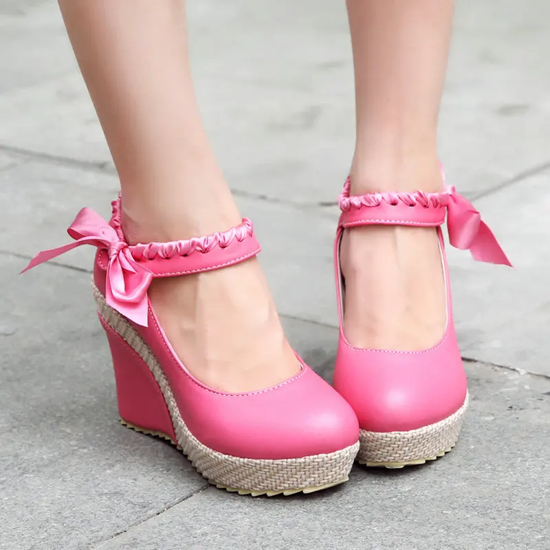 hot pink platform wedges