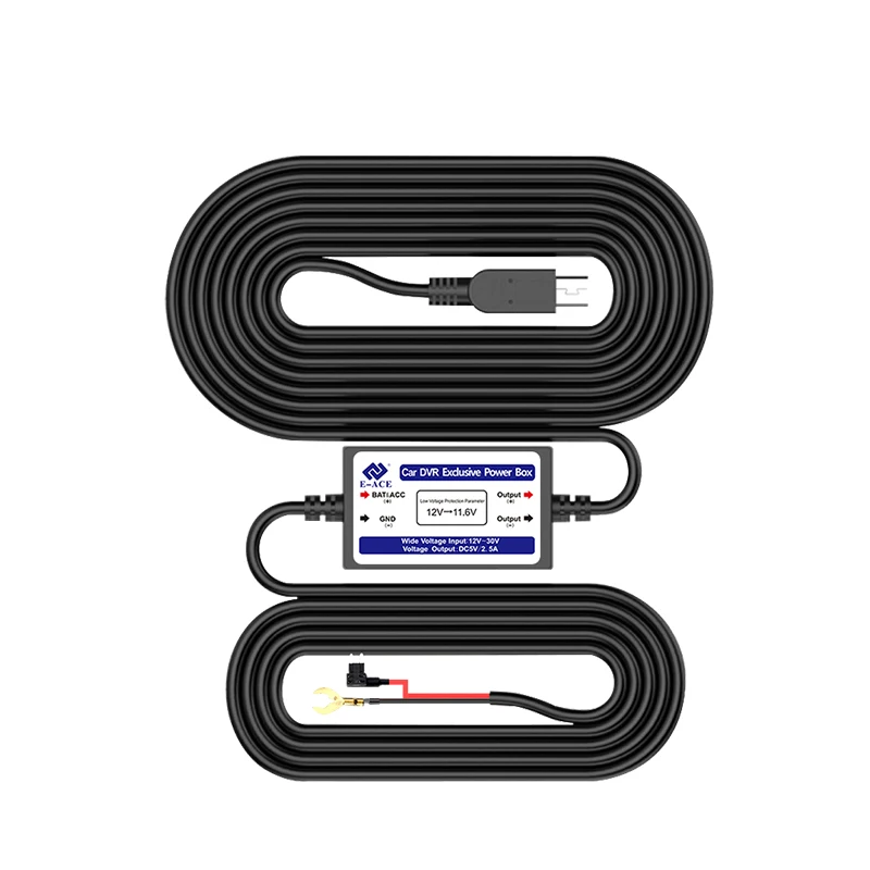 E-ACE Buck линии 3 м трансформаторный кабель для автомобильных видеорегистраторов от 12 В до 5 В пост 2.5A автомобиля Зарядное устройство для Dashcam для парковочной системы автоматической зарядкой