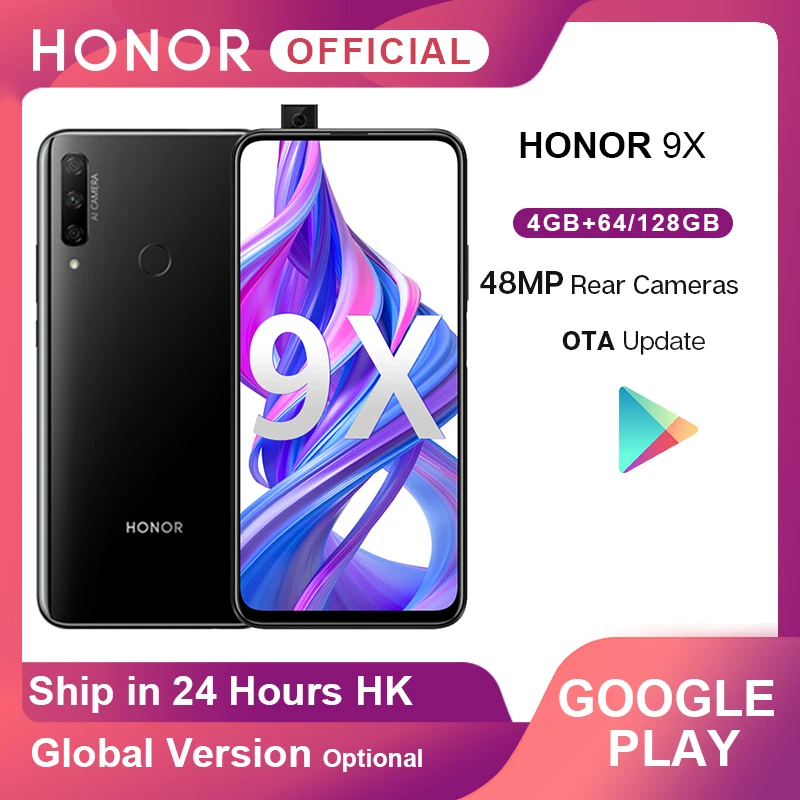 Honor 9X мобильный телефон Google Play 48MP Тройная камера 6 59 ''смартфон Android 9 4000 мАч