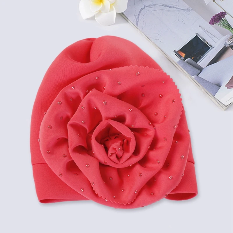 

2020 Winter New Flower Big Flower Hat Solid Color Cuffed Bandana Space Cotton Toe Cap