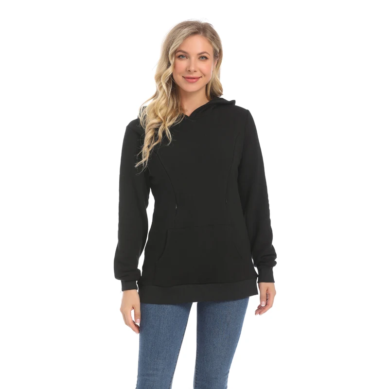 New Winter Maternity Hoodie Breastfeeding Clothes Warm Fleece Pregnant Sweater Zipper Feeding Opening Big Size S TO XXXL 6