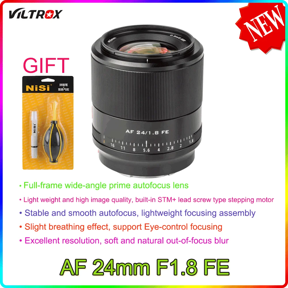 VILTROX 24 мм F1.8 FE Prime объектив полная Рамка Sony E Mount для APS-C камера A6600 A6500 A6400 A7RIV A7RIII A9 A7 |