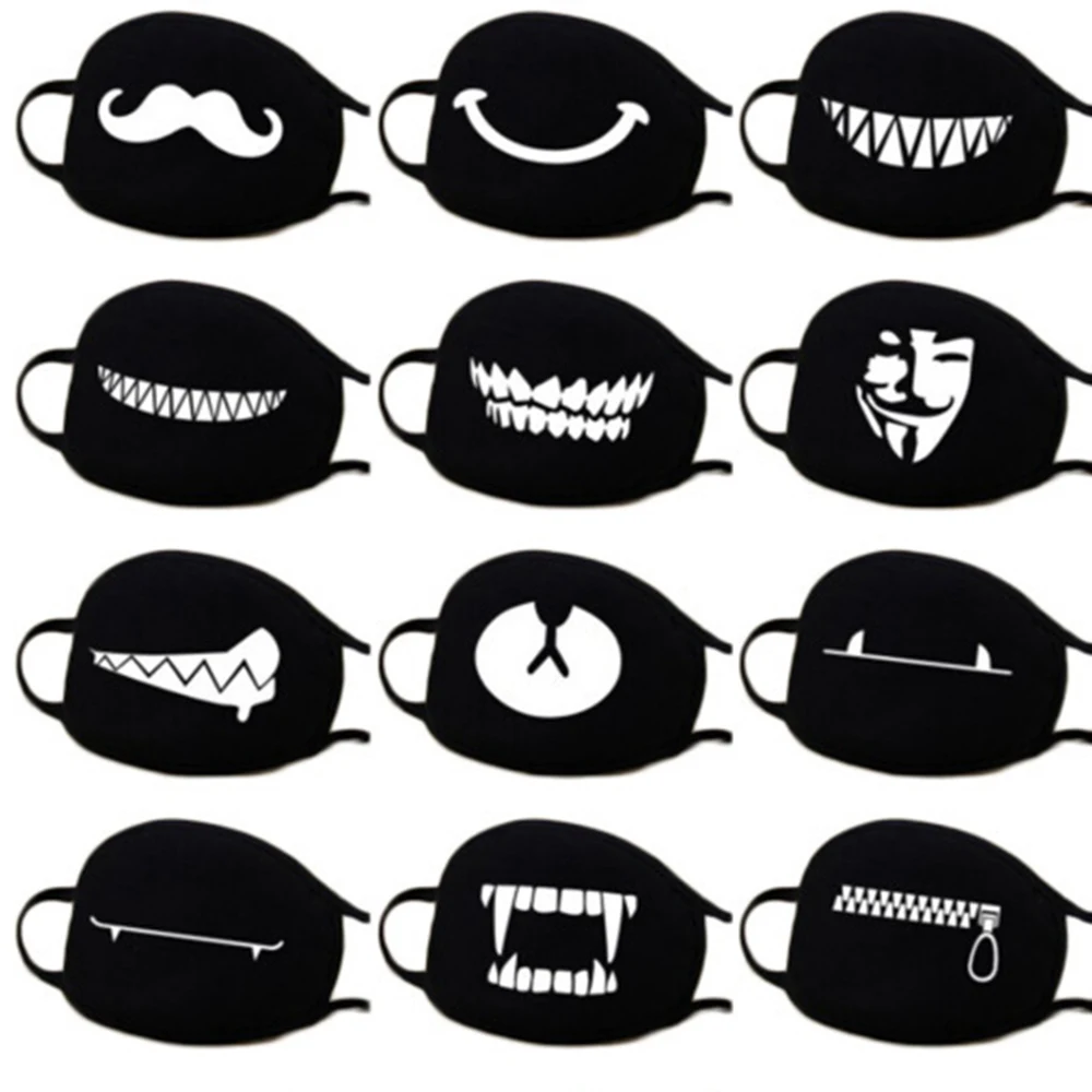 

Home Cartoon Lovely Cotton mouth Masks Keep warm Accessories black white patterned mouth mask NEW