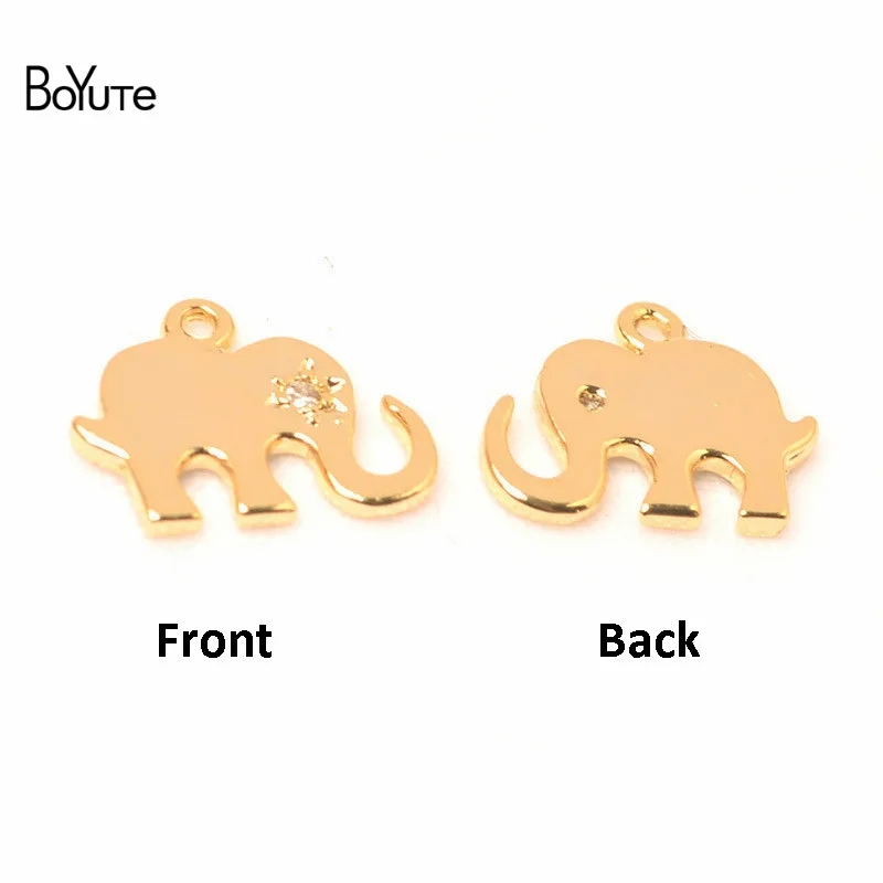 BoYuTe 1 Pair Metal Brass Elephant Tiger Cross Cactus Shaped Gold Pendant Charms for Jewelry Making (3)