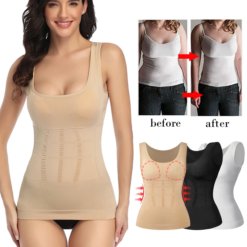 Women Padded Bra Body Shaper Slimming Compression Vest Shapewear Tank Tops  Tummy Control Underskirts Seamless Camisole Underwear - AliExpress