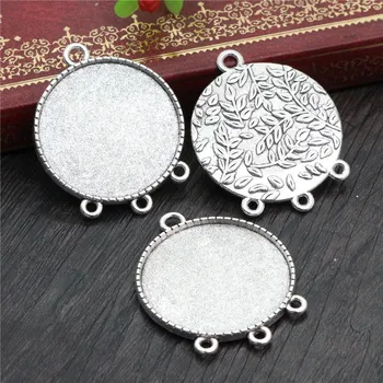 

5pcs 30mm Inner Size Antique Silver Plated Classic Style Cabochon Base Setting Charms Pendant (B5-12)