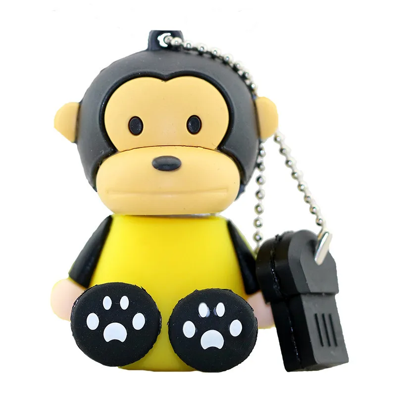 Usb флеш-накопитель с мультяшными милыми животными, обезьянка, USB флеш-накопитель, флешка, 4 ГБ, 8 ГБ, 16 ГБ, USB флешка, Внешняя память, флеш-накопитель - Цвет: Black Yellow