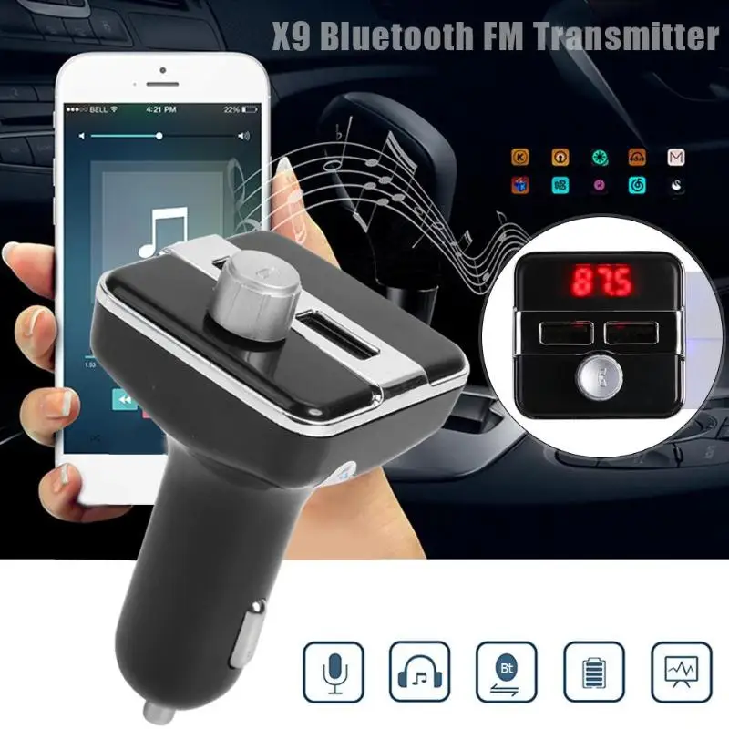 X9 автомобильный комплект беспроводной Bluetooth 5,0 MP3 светодиодный дисплей Hands-free fm-передатчик двойной USB 5 В 2.1A автомобильное зарядное устройство Поддержка Micro SD карты