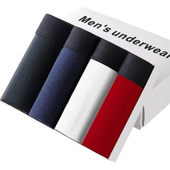 

4Pcs/lot Men's Cotton Boxer Underwear Male Sexy Shorts Underpants Trunks Mens Fashion Breathable Boxers Panties Underwear Cueca