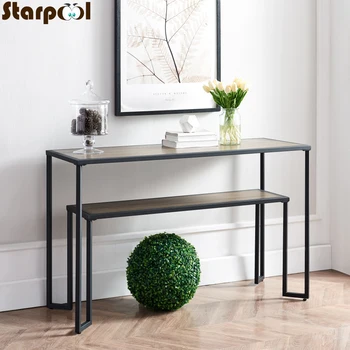 

Wooden Coffee Table with Two Layer Books Fruits Storage Tray Nordic iron Table for Living Room Sofa Bedside Corner