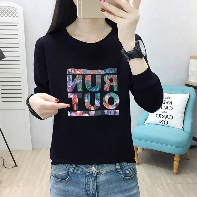 

2020 Women Sweatshirt Thin Round NeckSweater Print Spring Korean Lazy Female Student Pullover M-3XL