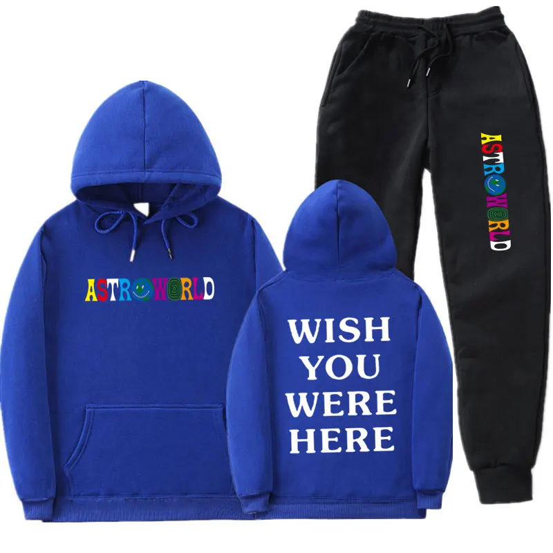 Трэвисс Скотт ASTROWORLD WISH YOU WAS HERE толстовки модные буквы ASTROWORLD Толстовка уличная Мужская Женская Толстовка костюм с капюшоном - Цвет: blue MK68