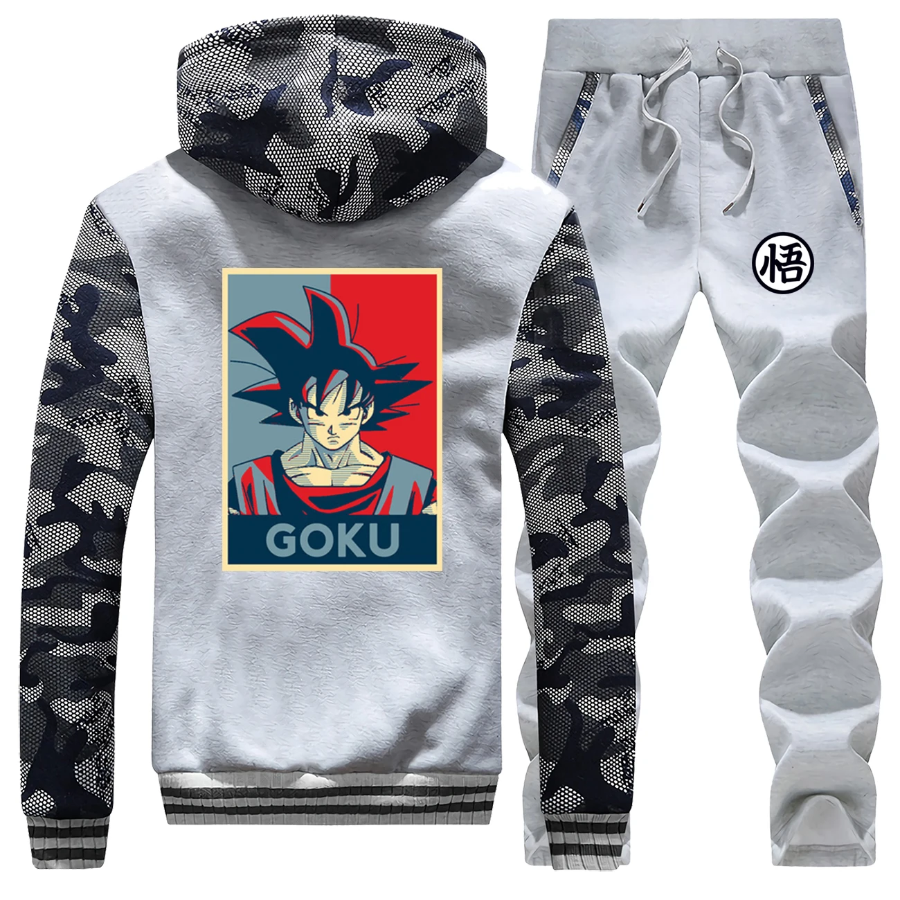 Sportswear Men Hoodies Winter Hot Sale 2019 Coat Thick Suit Camouflage Dragon Ball Anime Saiyan Warm 2