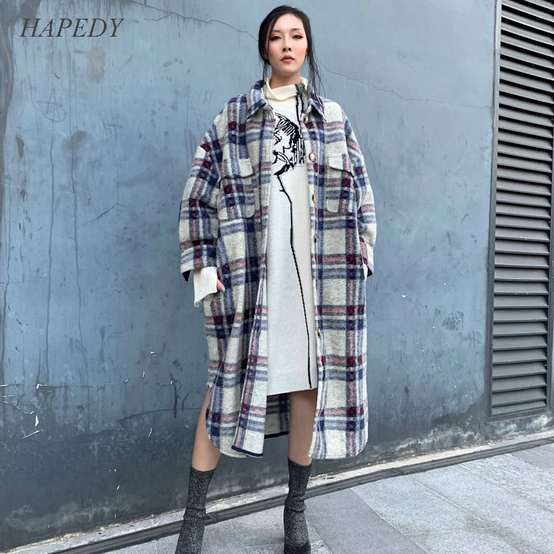 HAPEDY 2021 осень зима для женщин с отложным воротником девочек Шерстяные кашемировые