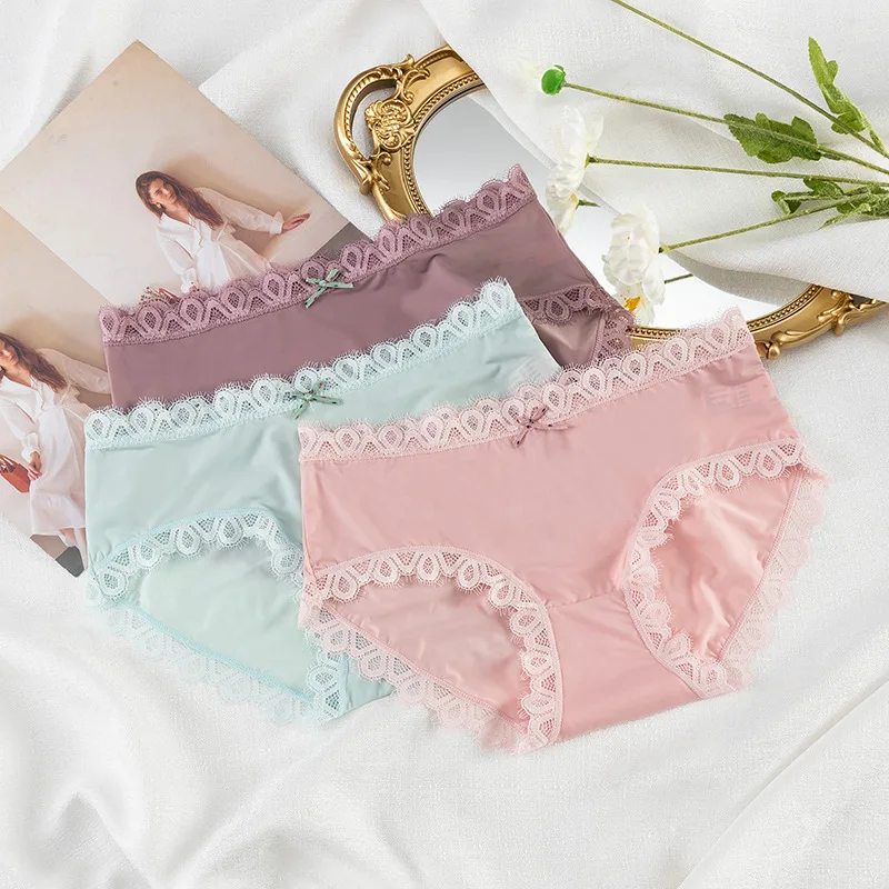 

New Women's Underwear Sexy Lace Panties Fashion Comfort Bow Briefs Low Waist Seamless Underpants Female Sexy Lingerie