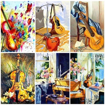 

AZQSD Painting By Numbers On Canvas DIY Guitar Unique Gift Unframe Drawing By Numbers Kits Abstract Art Home Decoration