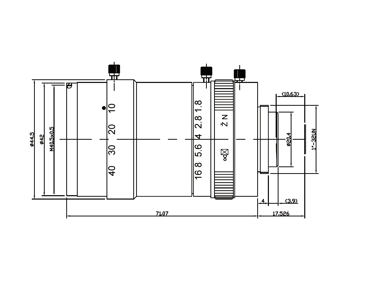 3,0 Мега пиксель C-Mount 10-40 мм 2/3 ''формат низкого искажения FA/машина видения vari-фокусное расстояние линзы F1.8 руководство ирис
