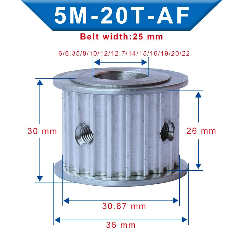 SSIMOO Zahnriemenscheibe XL-20T - Aluminiumlegierung, 19mm Bohrung, Für XL-Gummiriemen