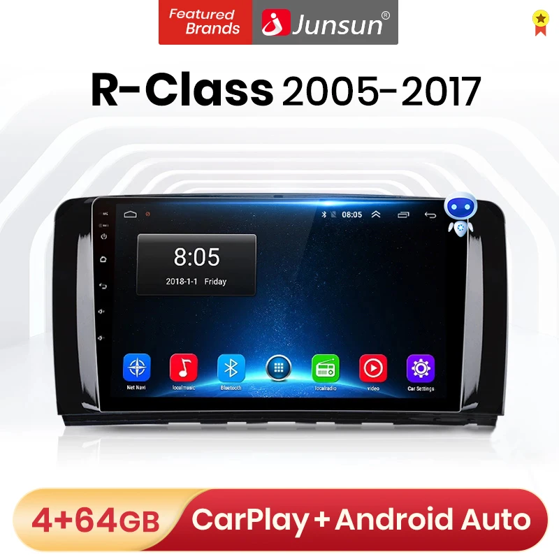 Junsun V1 Pro 4G Android 10 0 + 64G Автомобильный Радио мультимедийный плеер для Mercedes Benz R-Class