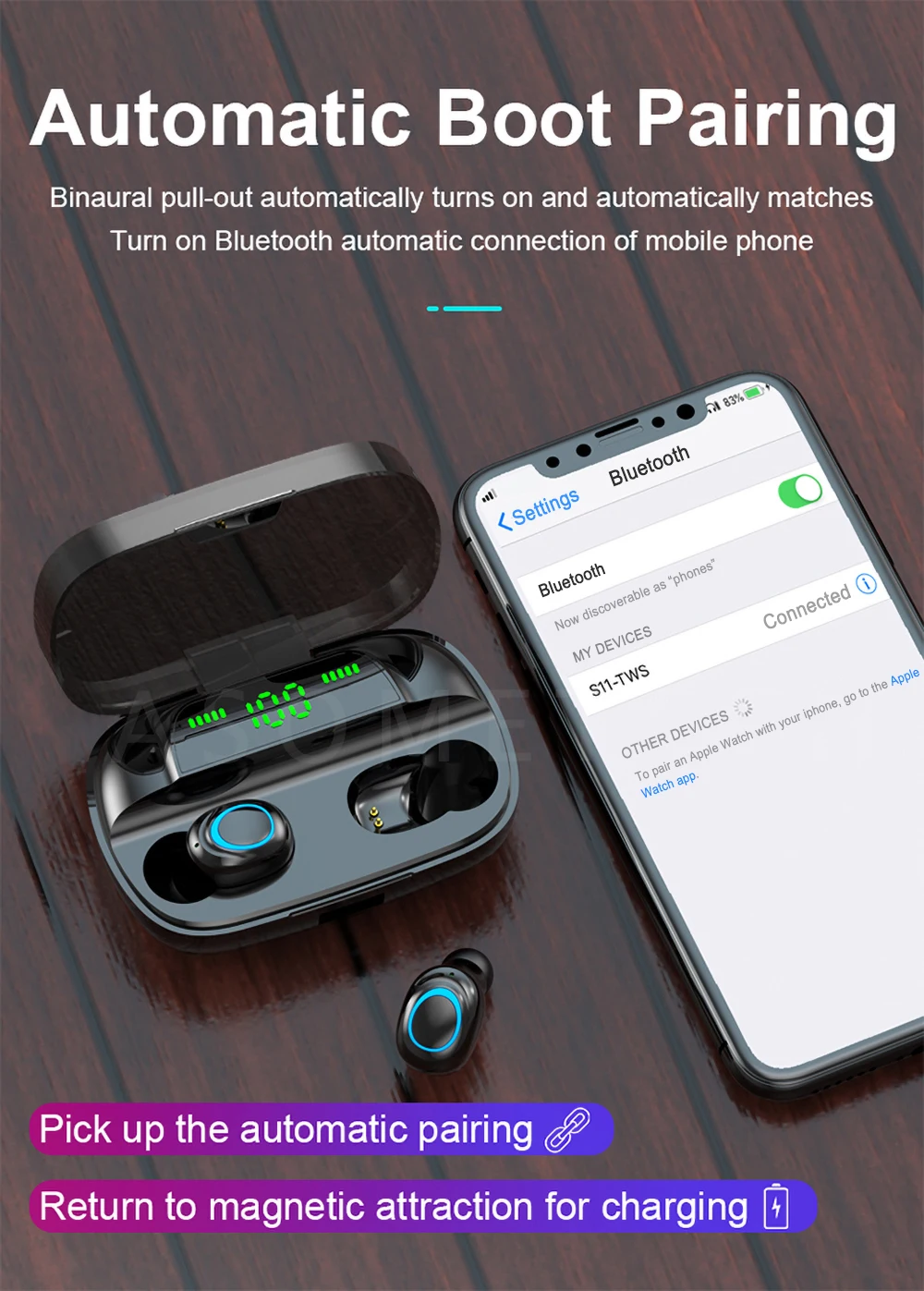 Bluetooth 5,0 наушники емкостью 3500 мАч TWS беспроводные наушники 8D Стерео шумоподавление Гарнитура Smart Touch двойной вызов наушники
